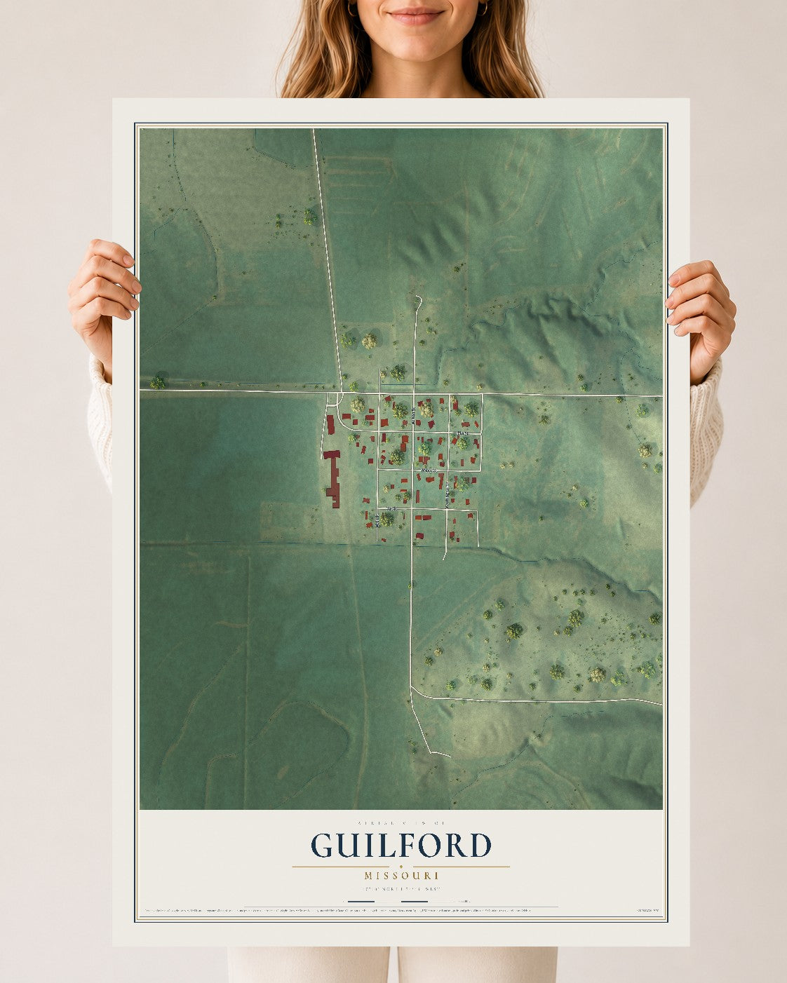 Map of Guilford, Missouri, 24 x 36 inch unframed archival matte print