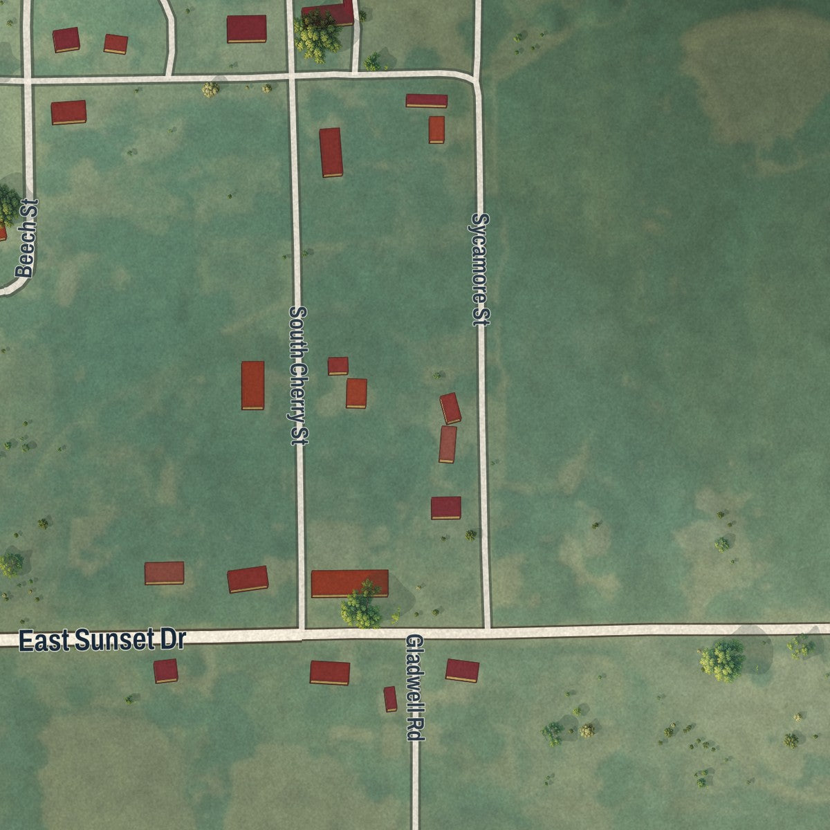 Second close-up of the map of Hale, Missouri print showing more streets and buildings