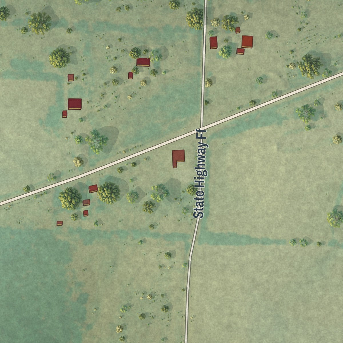 Close-up of the map of Halfway, Missouri print showing street and building detail