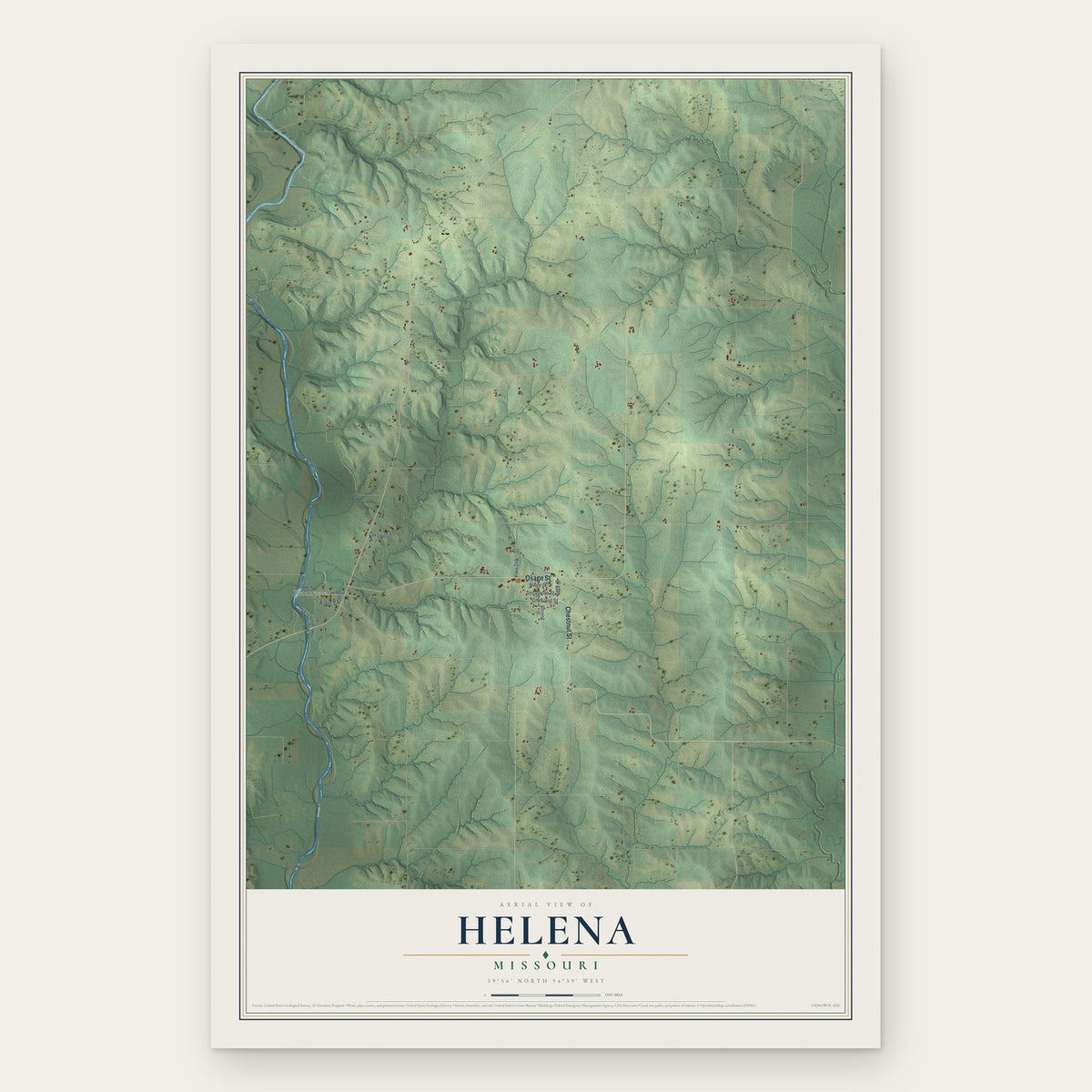 Helena, Missouri map print, the full design