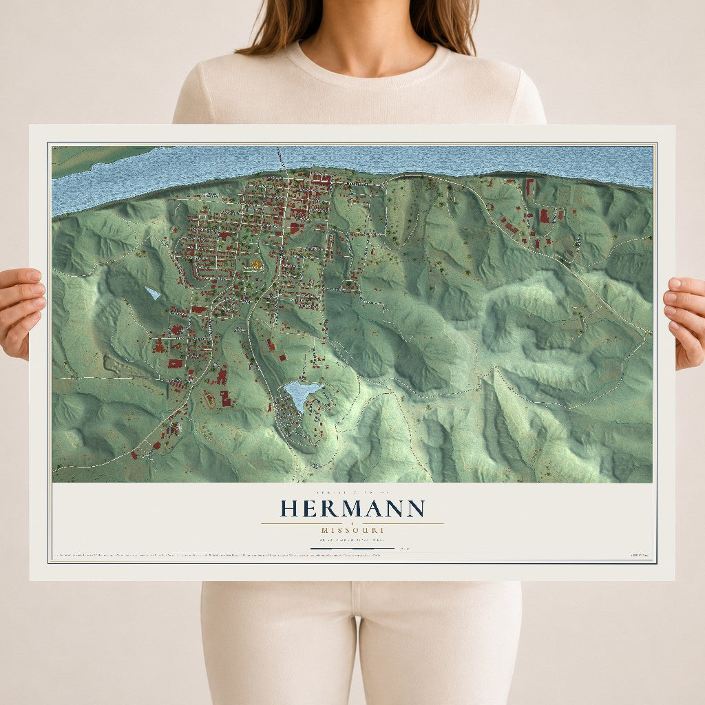 Map of Hermann, Missouri, 18 x 24 inch unframed archival matte print