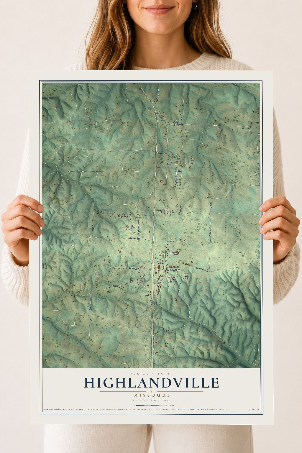 Map of Highlandville, Missouri, 18 x 24 inch unframed archival matte print