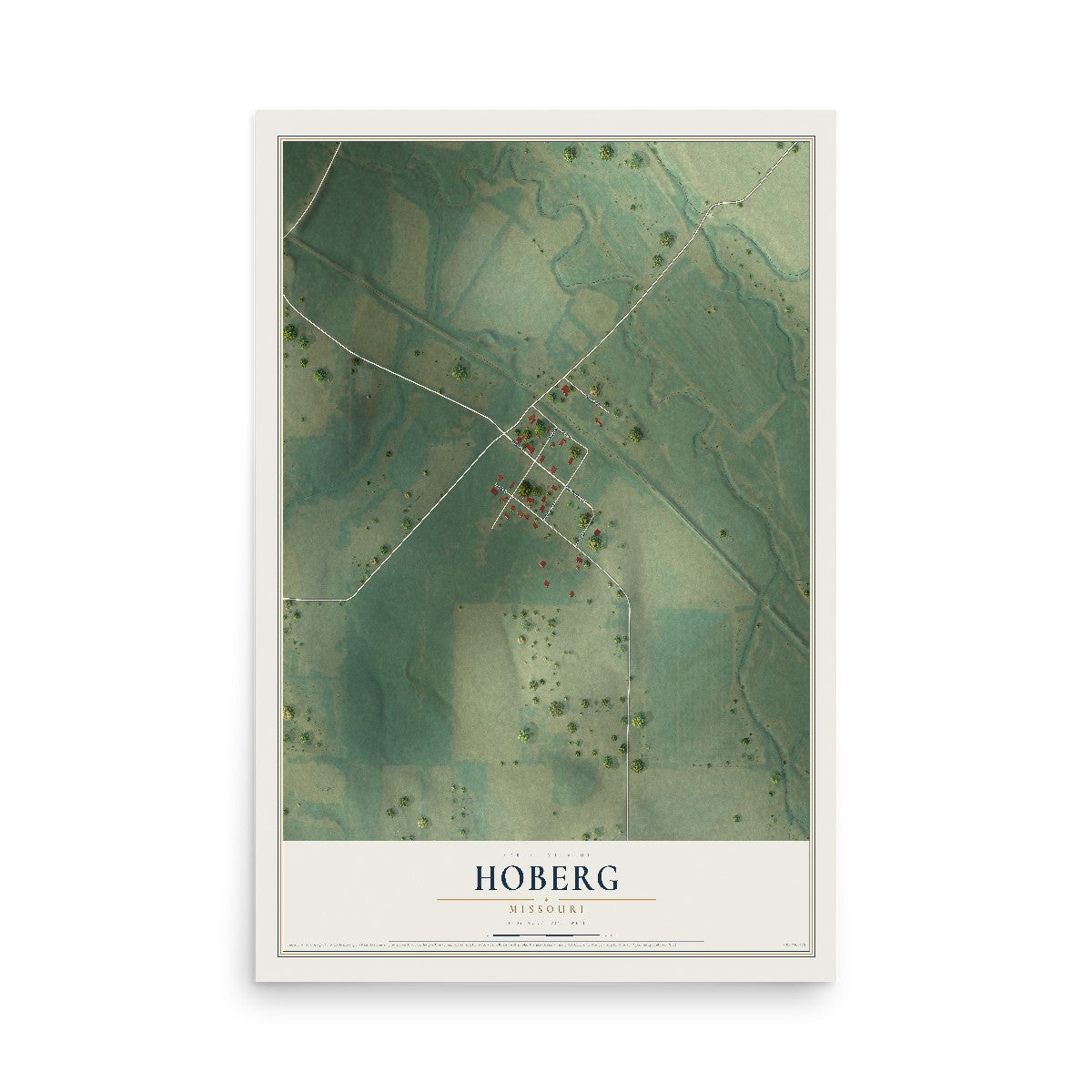 Map of Hoberg, Missouri, 12 x 18 inch unframed archival matte print