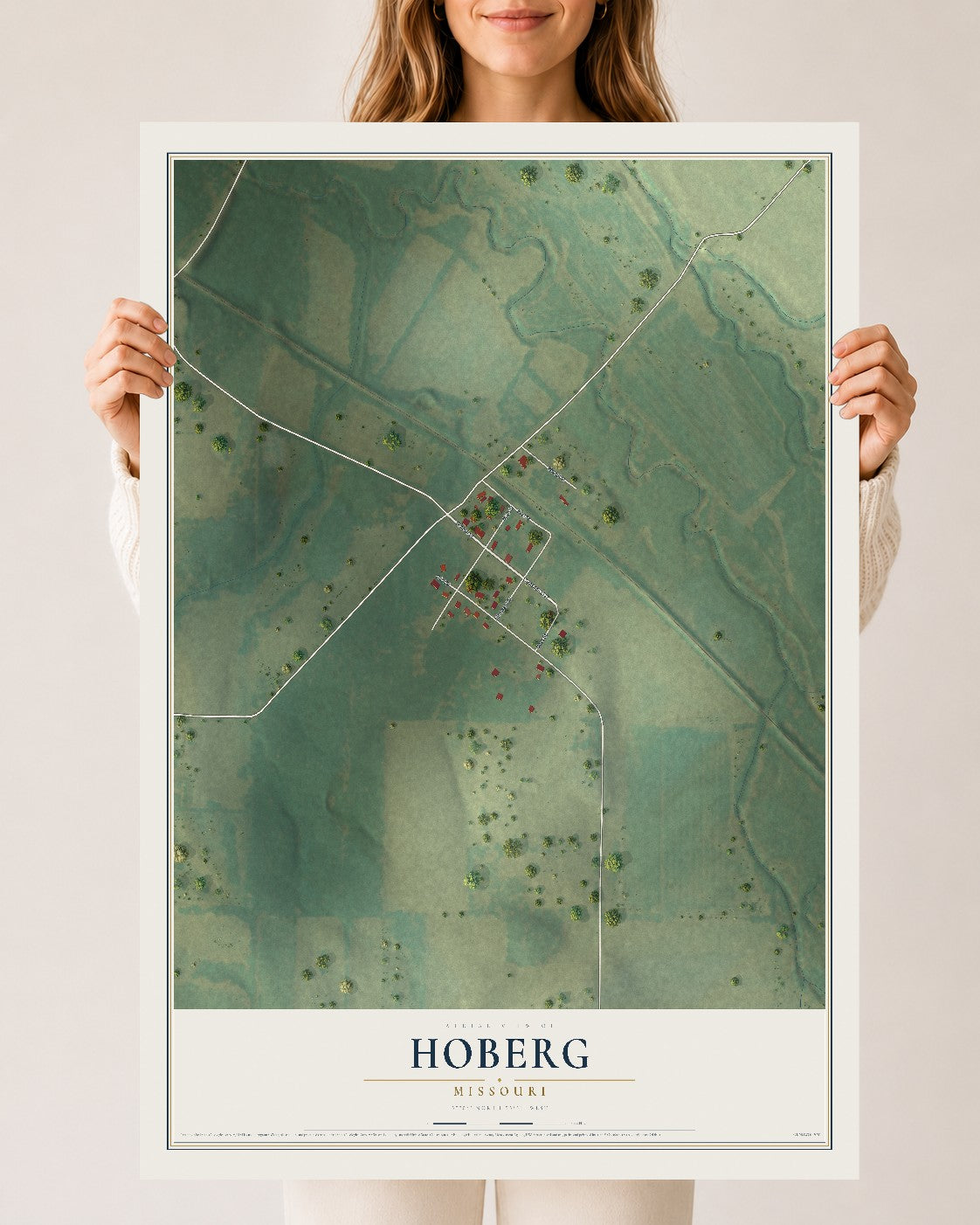 Map of Hoberg, Missouri, 24 x 36 inch unframed archival matte print