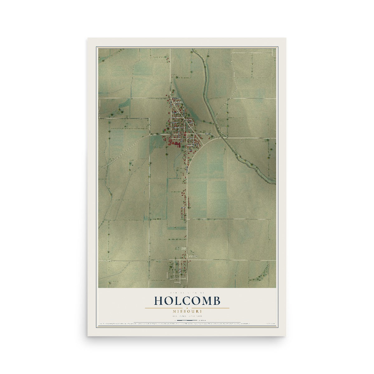 Map of Holcomb, Missouri, 12 x 18 inch unframed archival matte print