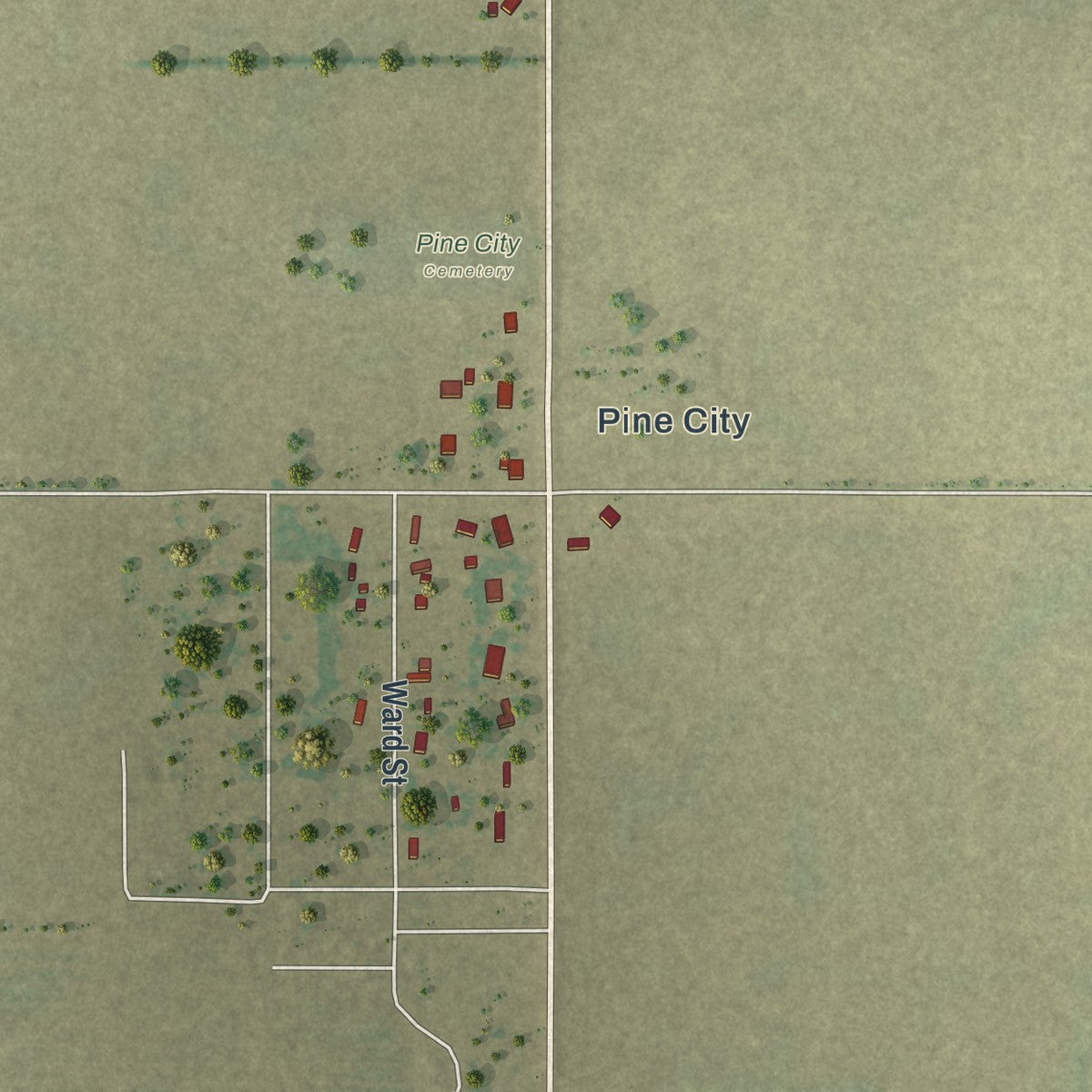 Second close-up of the map of Holcomb, Missouri print showing more streets and buildings
