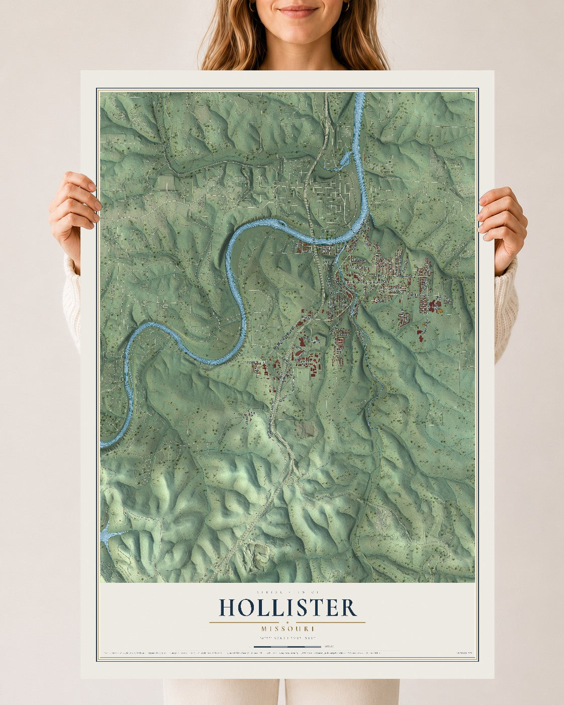 Map of Hollister, Missouri, 24 x 36 inch unframed archival matte print