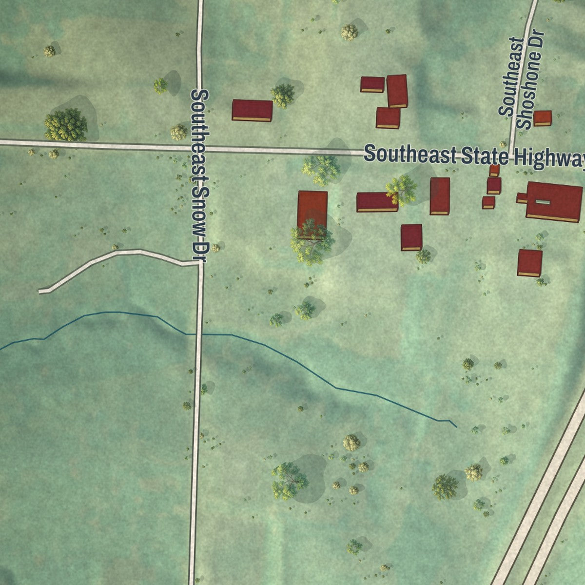 Second close-up of the map of Holt, Missouri print showing more streets and buildings