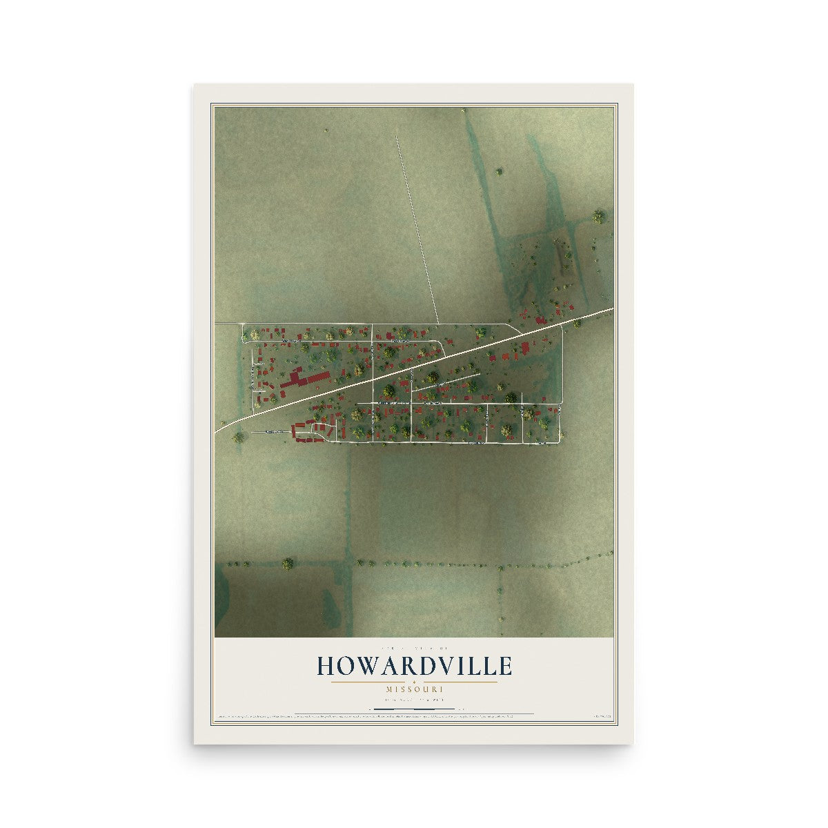 Map of Howardville, Missouri, 12 x 18 inch unframed archival matte print