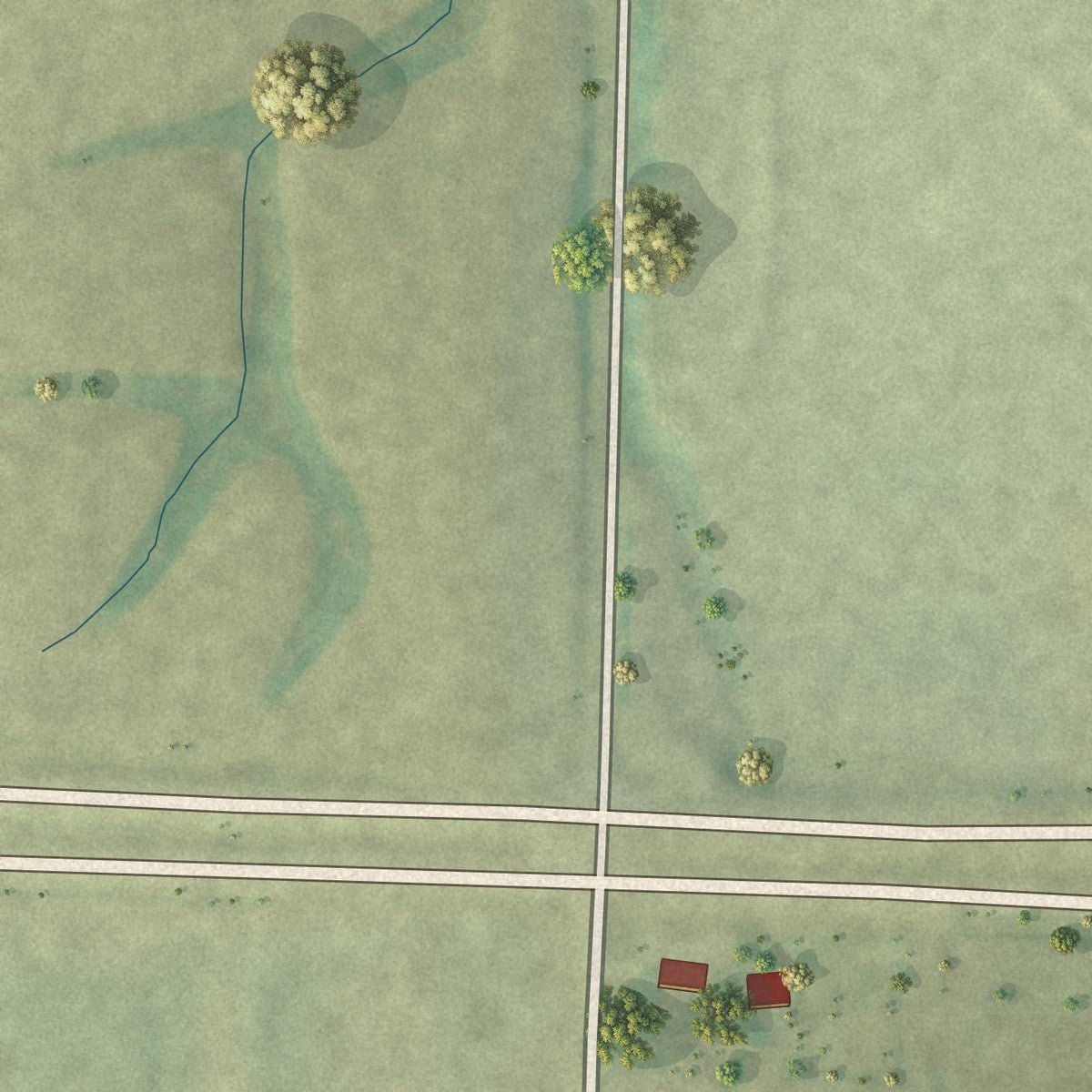 Second close-up of the map of Hunnewell, Missouri print showing more streets and buildings