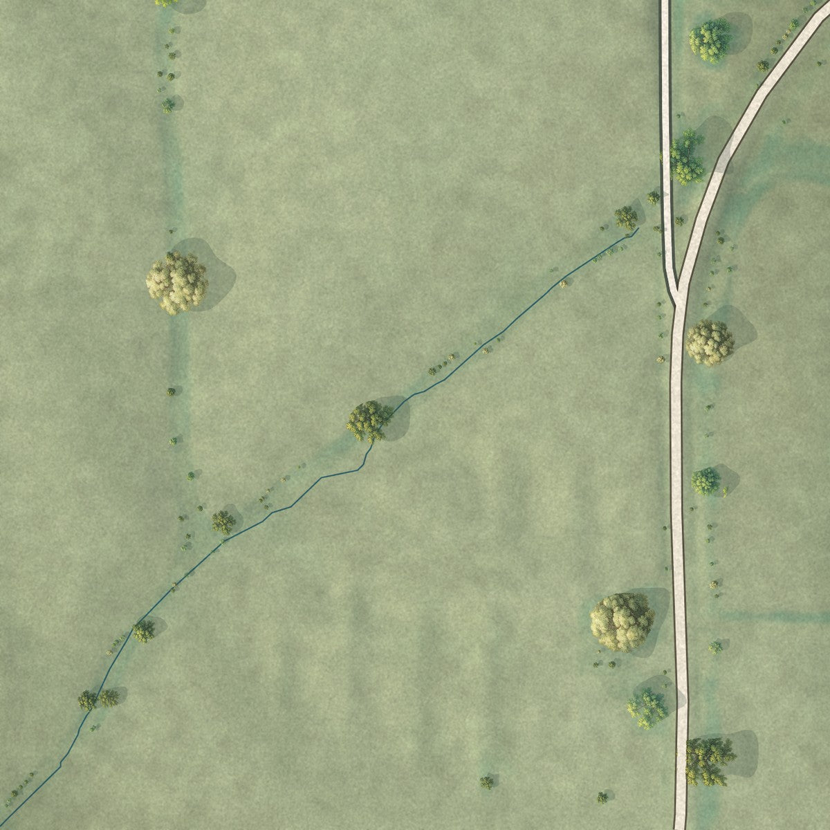 Second close-up of the map of Hurdland, Missouri print showing more streets and buildings