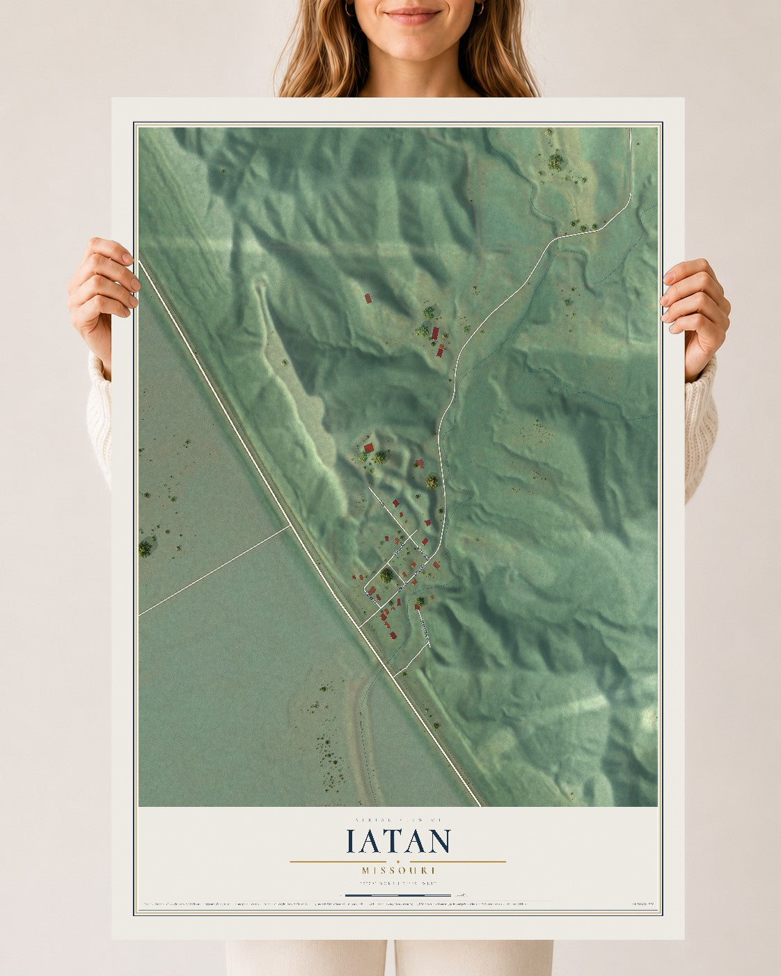 Map of Iatan, Missouri, 24 x 36 inch unframed archival matte print