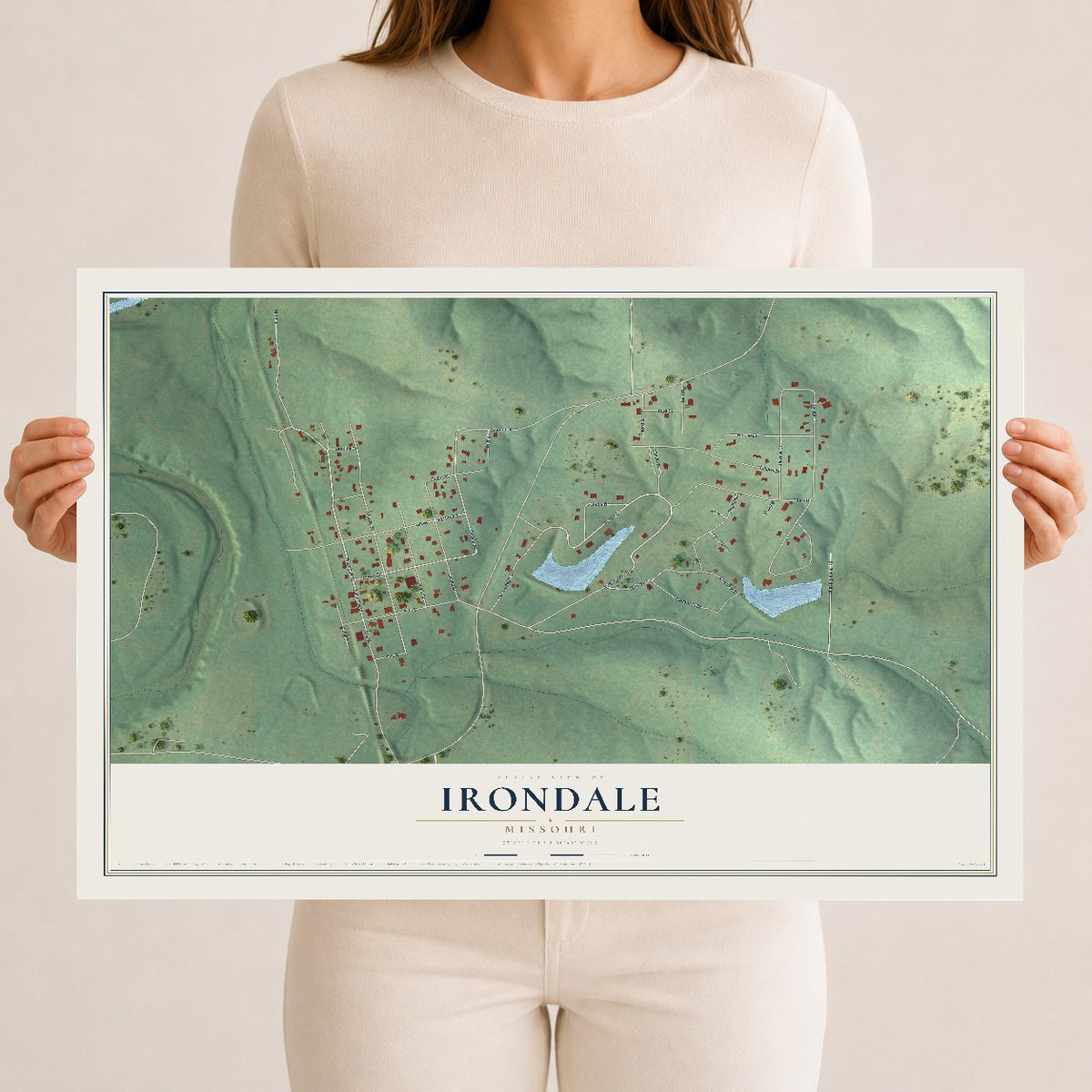 Map of Irondale, Missouri, 12 x 18 inch unframed archival matte print