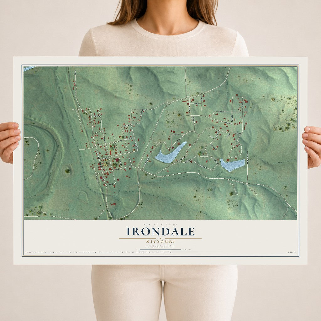 Map of Irondale, Missouri, 18 x 24 inch unframed archival matte print