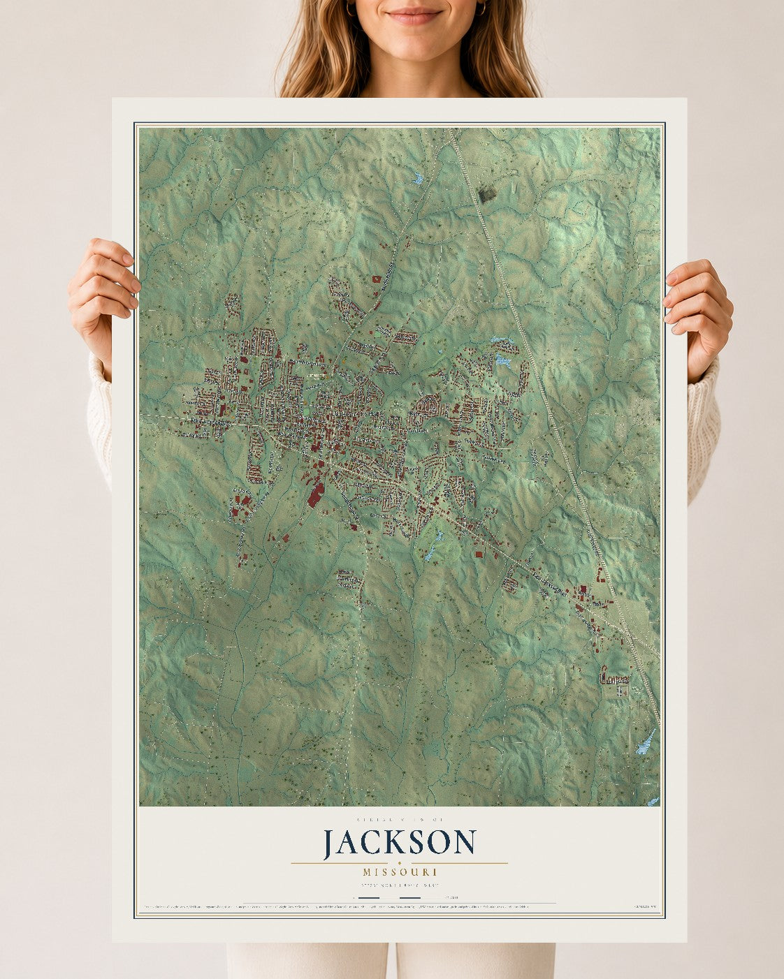 Map of Jackson, Missouri, 24 x 36 inch unframed archival matte print