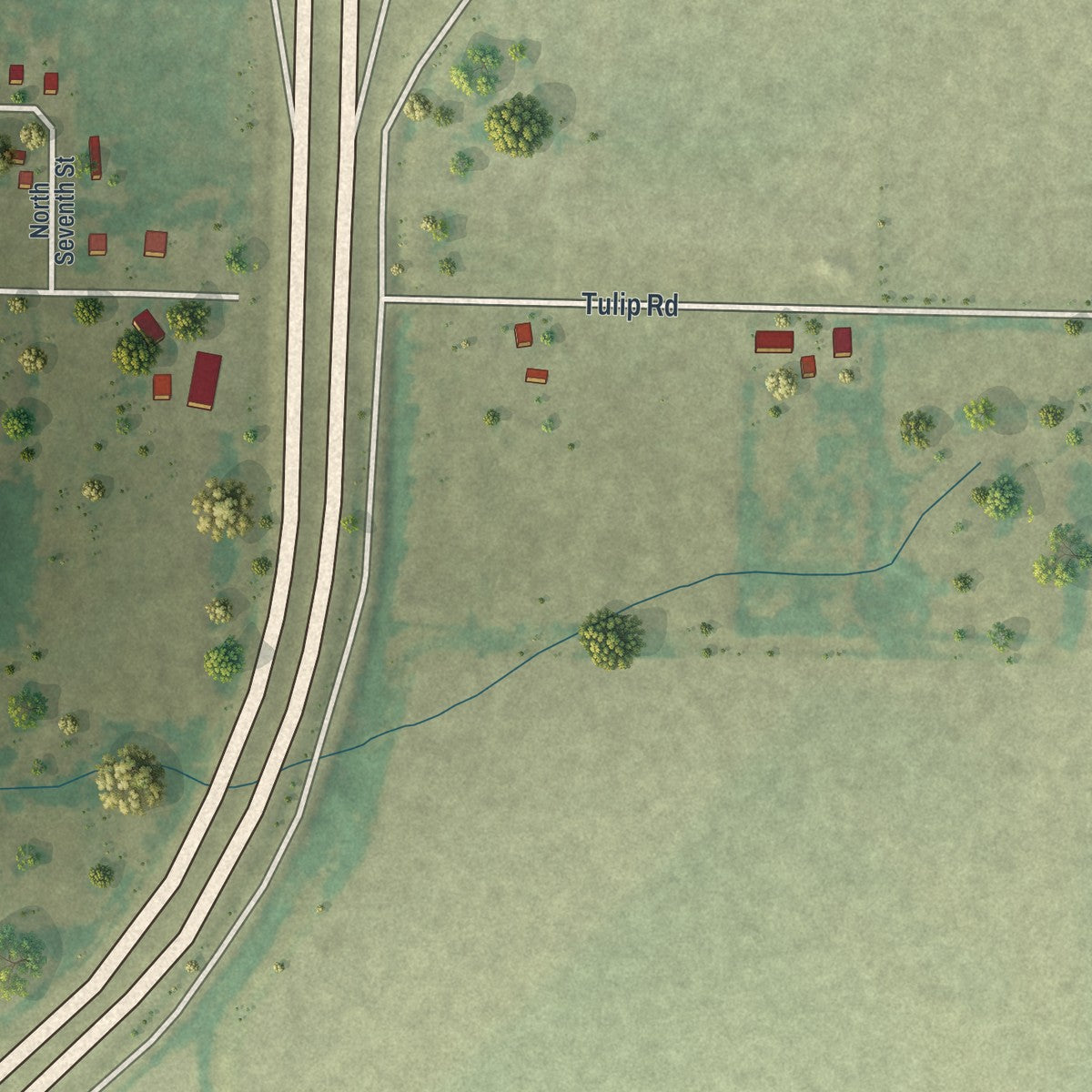 Second close-up of the map of Jasper, Missouri print showing more streets and buildings