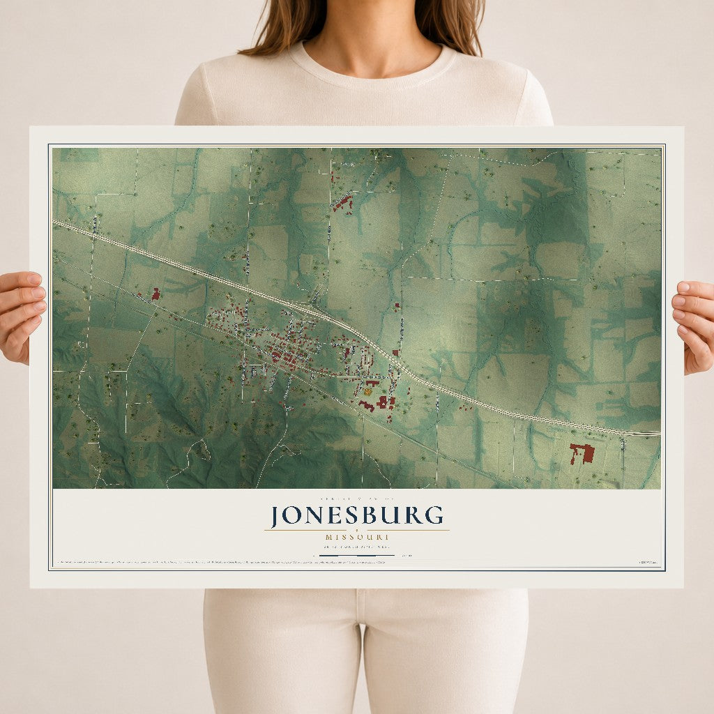 Map of Jonesburg, Missouri, 18 x 24 inch unframed archival matte print