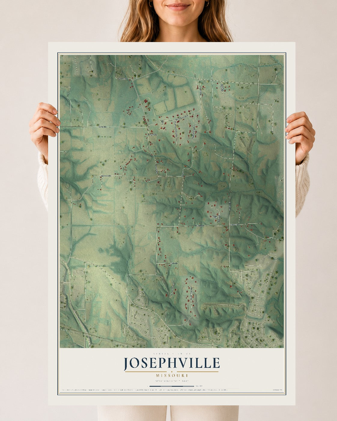 Map of Josephville, Missouri, 24 x 36 inch unframed archival matte print