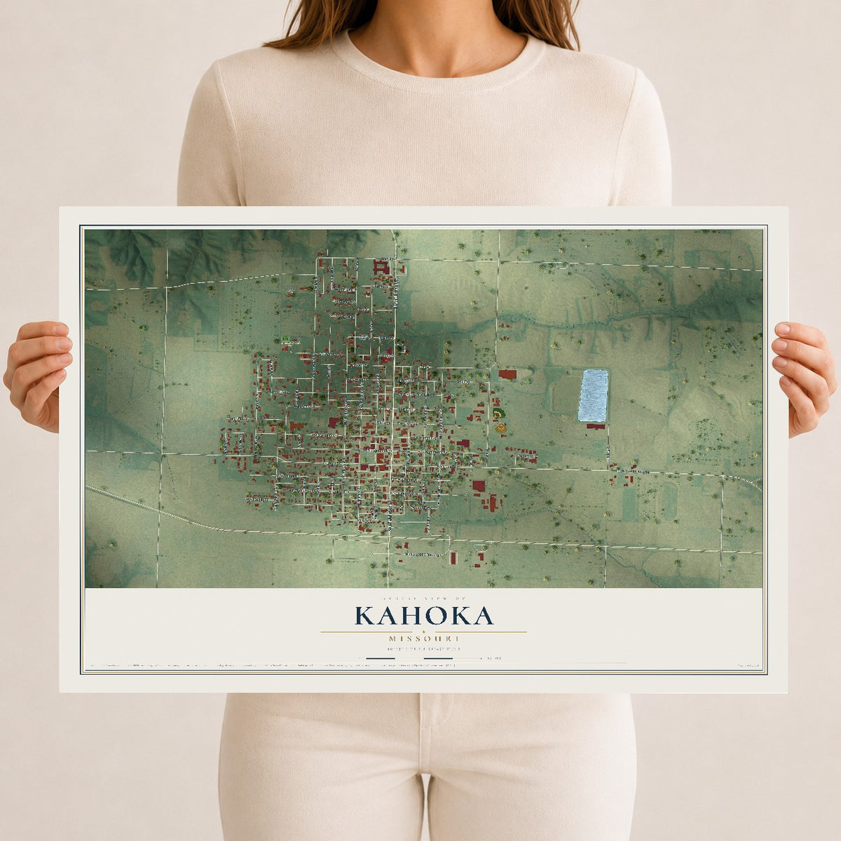 Map of Kahoka, Missouri, 12 x 18 inch unframed archival matte print