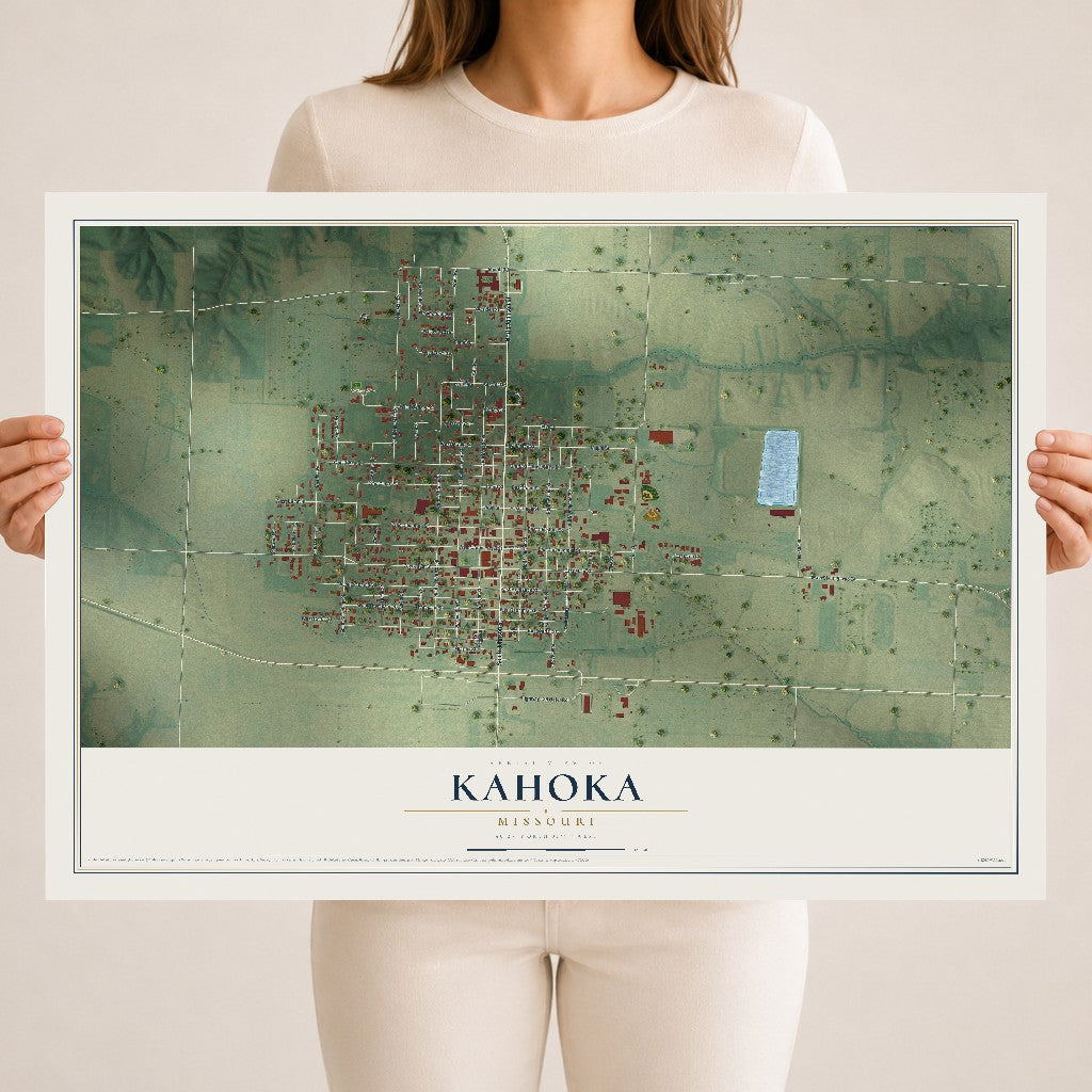 Map of Kahoka, Missouri, 18 x 24 inch unframed archival matte print