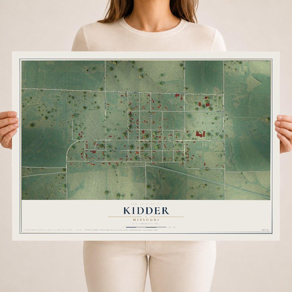 Map of Kidder, Missouri, 18 x 24 inch unframed archival matte print