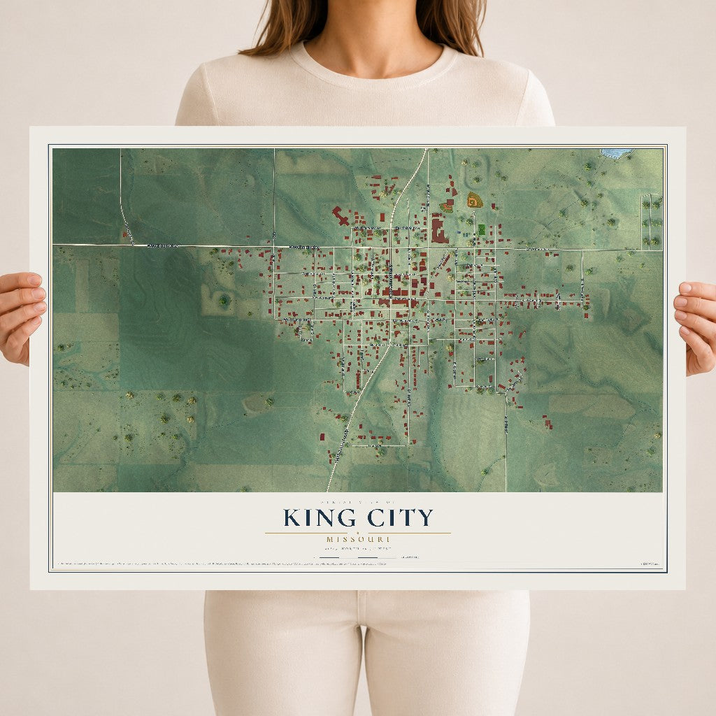 Map of King City, Missouri, 18 x 24 inch unframed archival matte print
