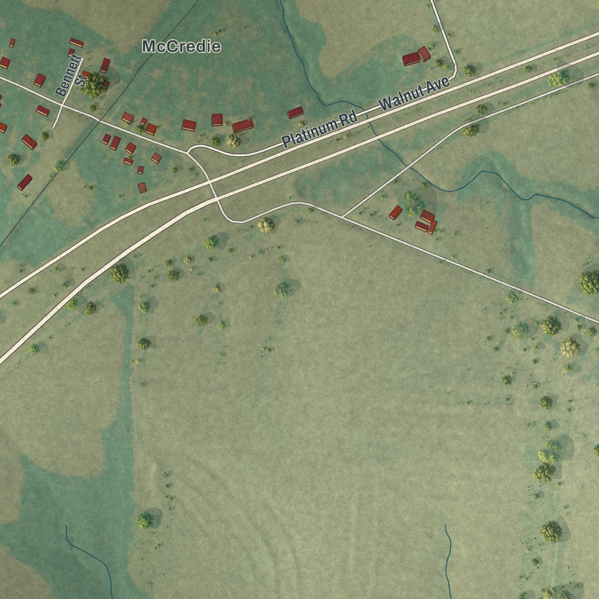 Second close-up of the map of Kingdom City, Missouri print showing more streets and buildings