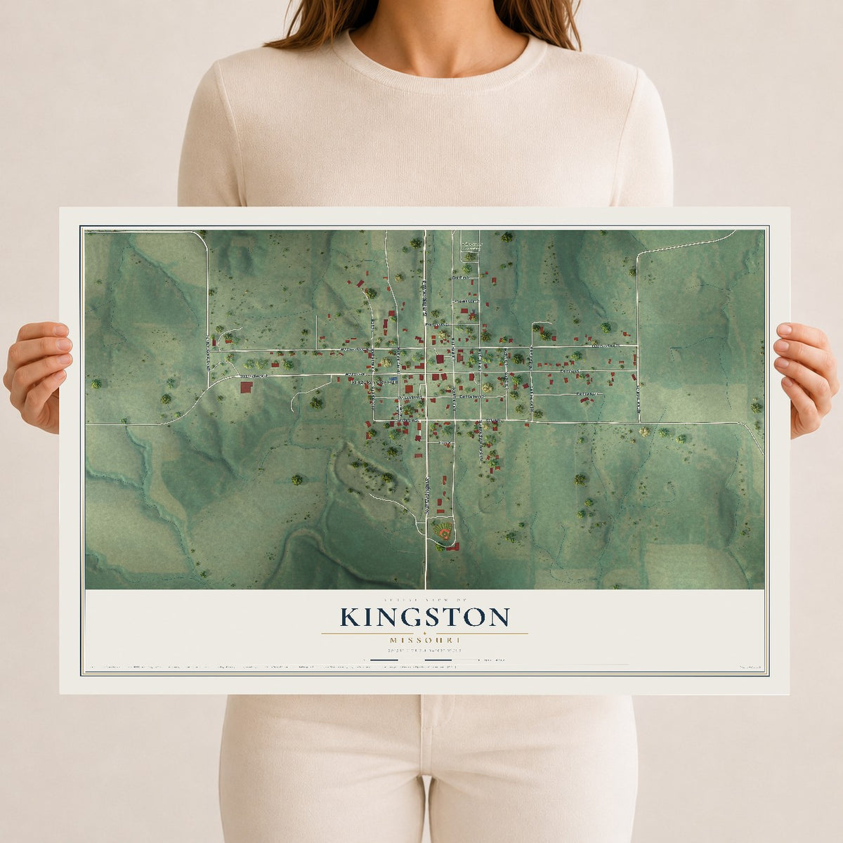 Map of Kingston, Missouri, 12 x 18 inch unframed archival matte print