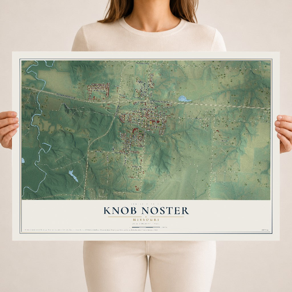 Map of Knob Noster, Missouri, 18 x 24 inch unframed archival matte print