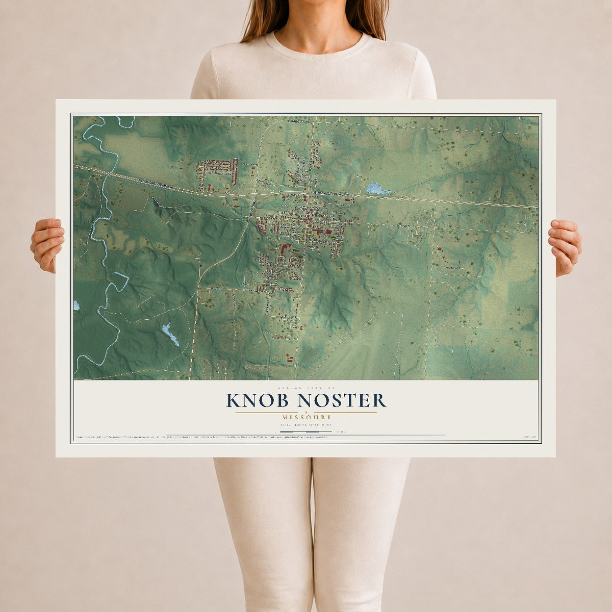 Map of Knob Noster, Missouri, 24 x 36 inch unframed archival matte print