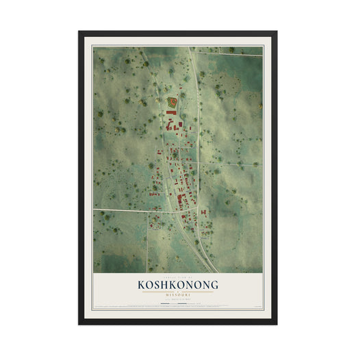 Map of Koshkonong, Missouri, 12 x 18 inch print in a black wood frame