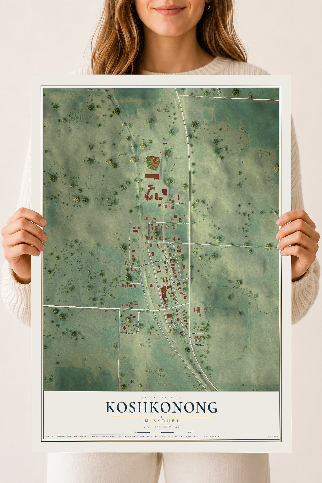 Map of Koshkonong, Missouri, 18 x 24 inch unframed archival matte print