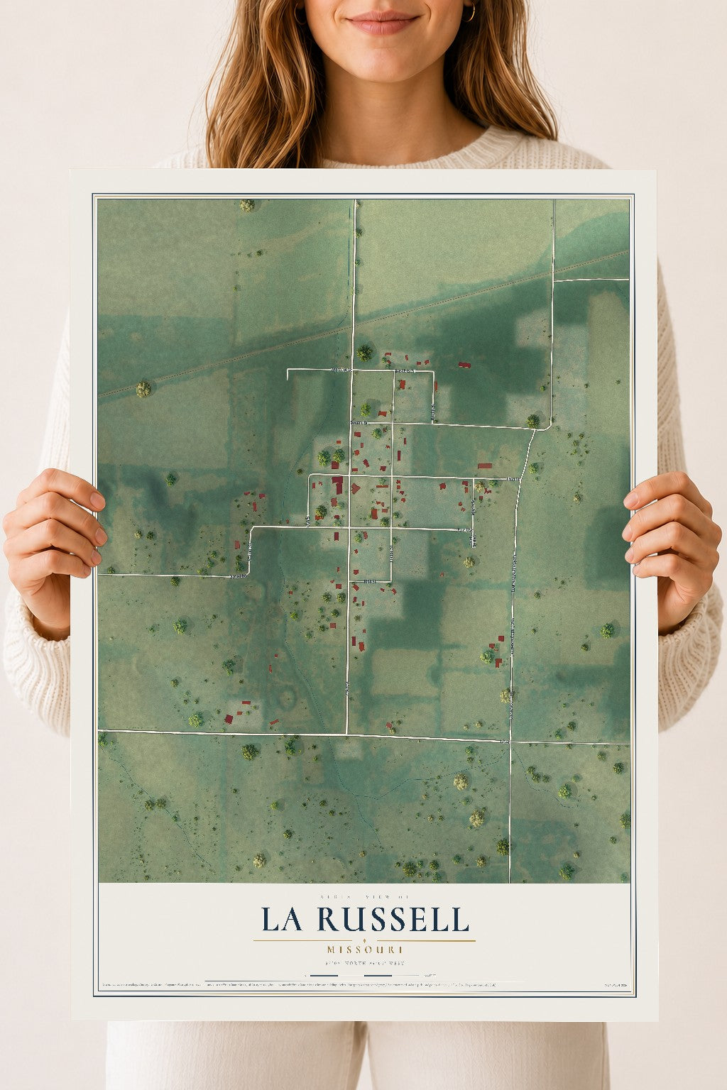 Map of La Russell, Missouri, 18 x 24 inch unframed archival matte print
