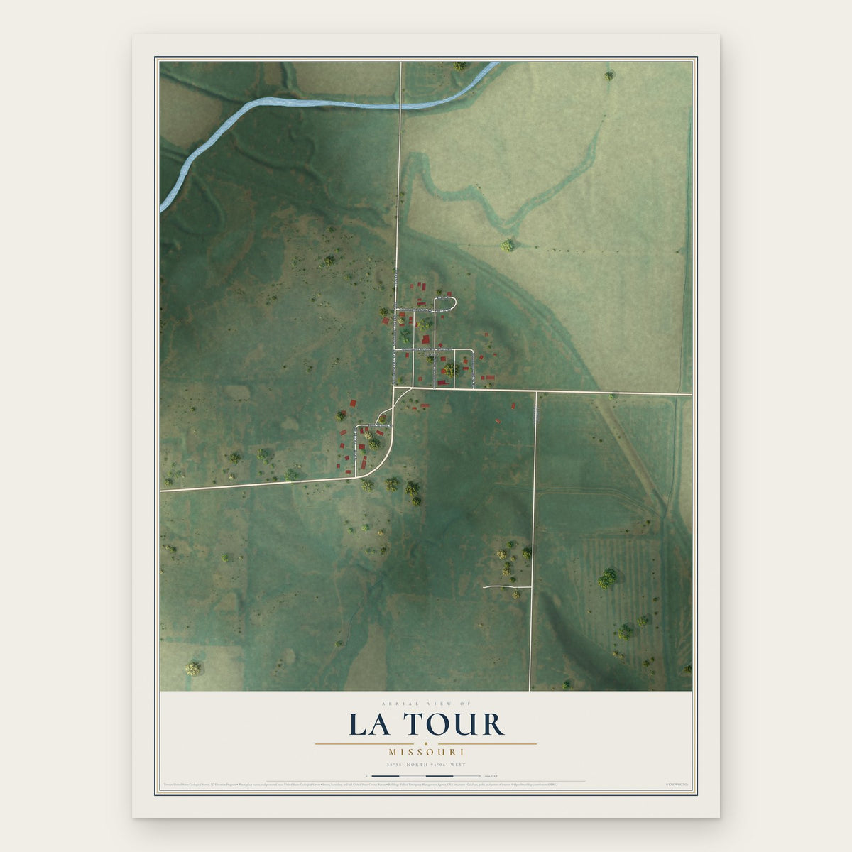 La Tour, Missouri map print, the full design