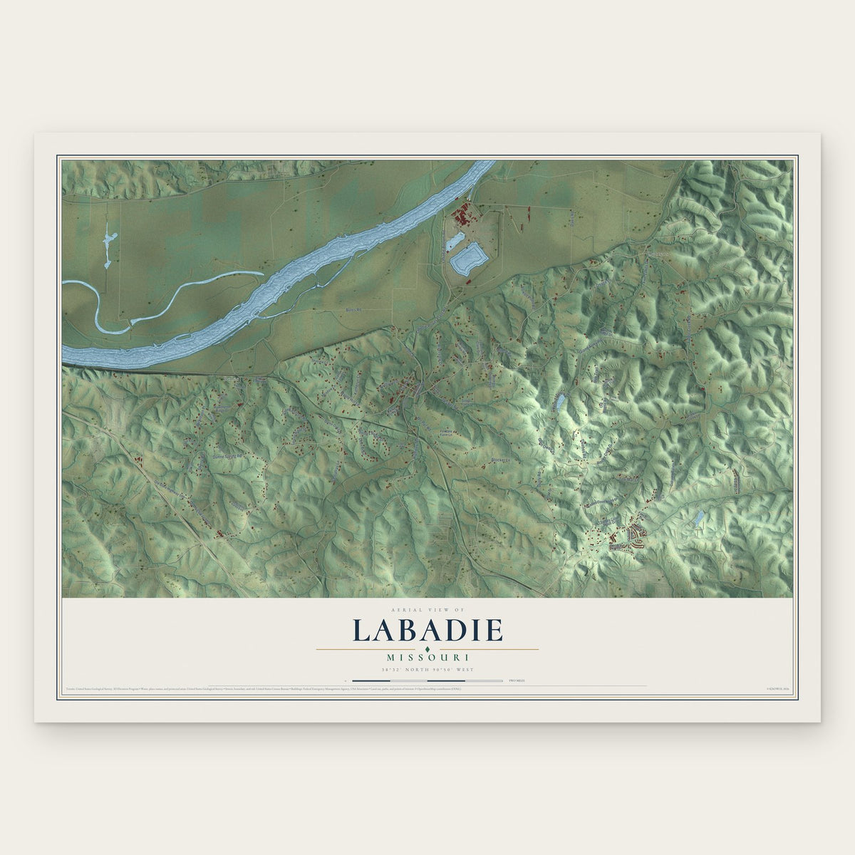 Labadie, Missouri map print, the full design