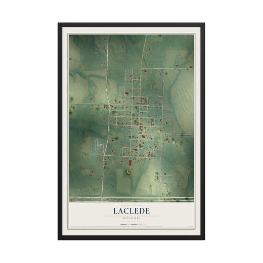 Map of Laclede, Missouri, 12 x 18 inch print in a black wood frame