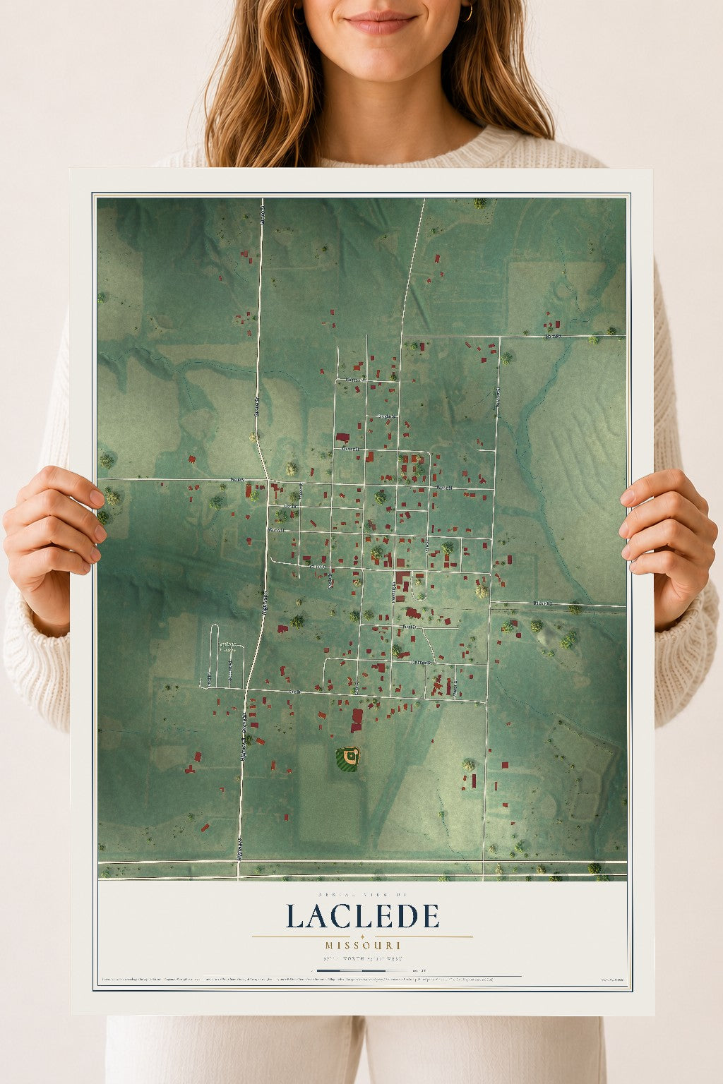 Map of Laclede, Missouri, 18 x 24 inch unframed archival matte print
