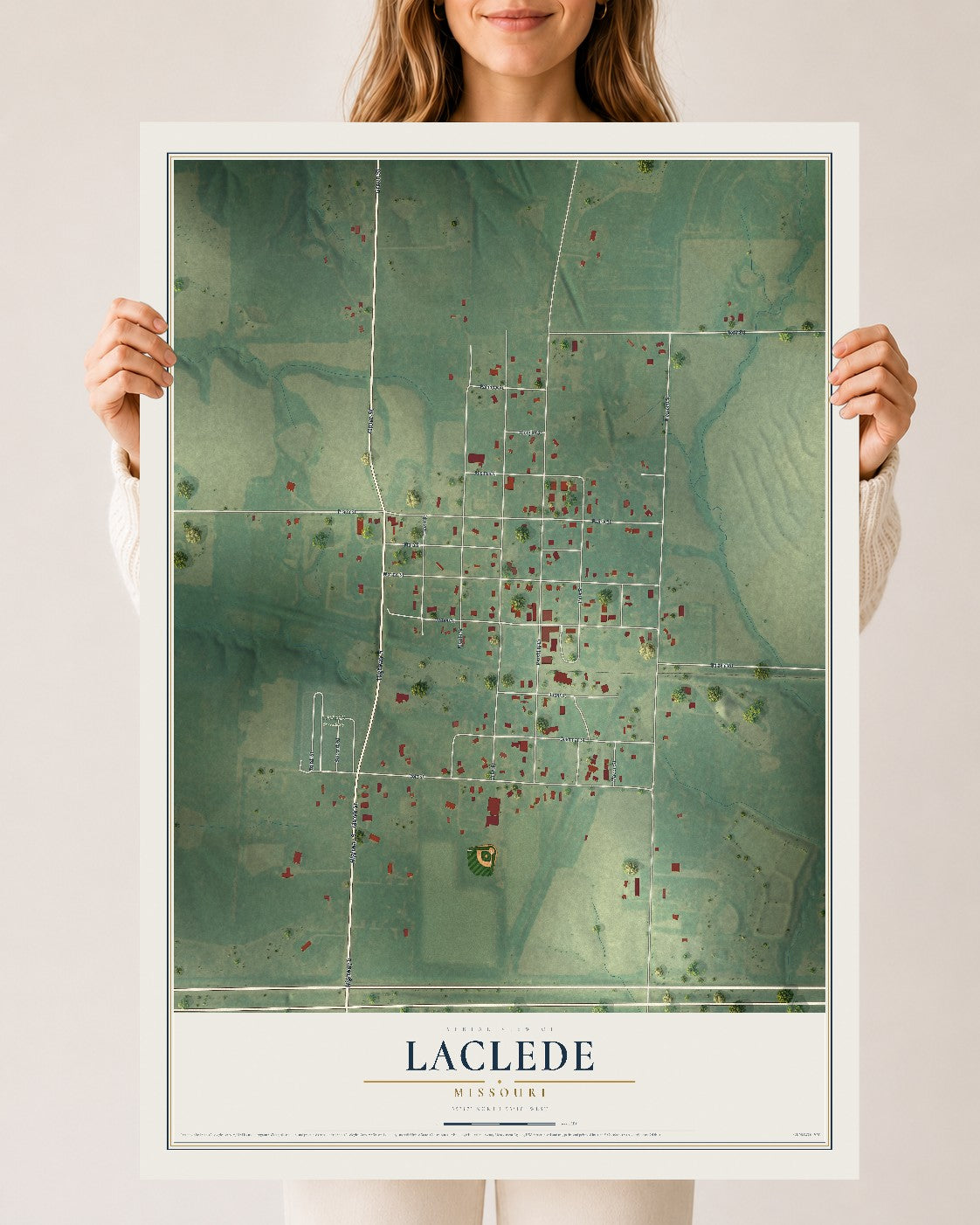 Map of Laclede, Missouri, 24 x 36 inch unframed archival matte print