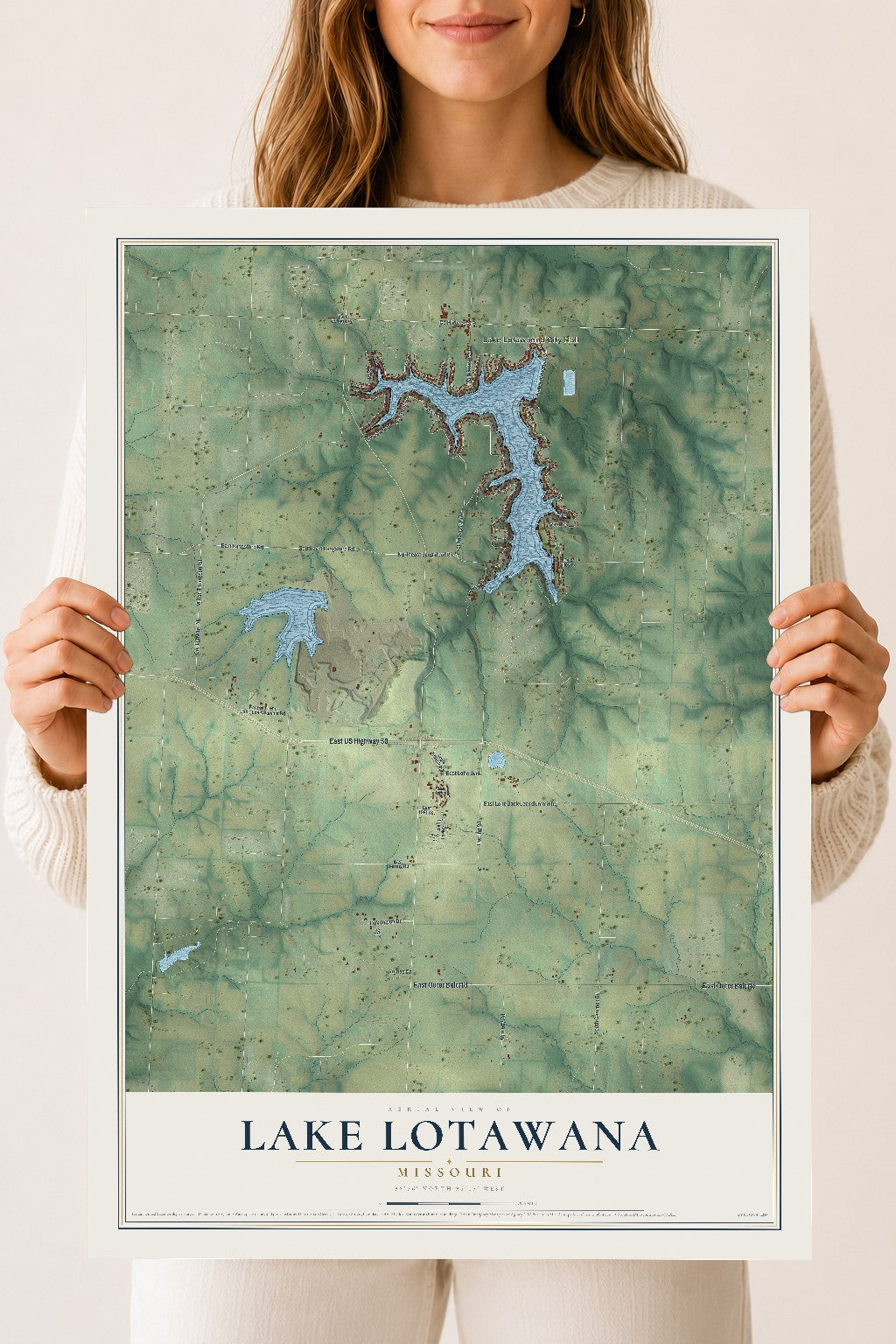 Map of Lake Lotawana, Missouri, 18 x 24 inch unframed archival matte print