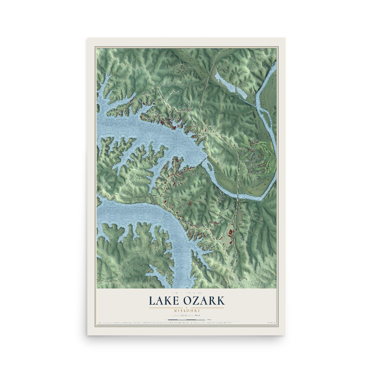Map of Lake Ozark, Missouri, 12 x 18 inch unframed archival matte print
