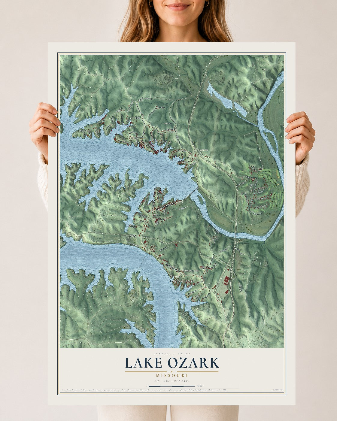 Map of Lake Ozark, Missouri, 24 x 36 inch unframed archival matte print