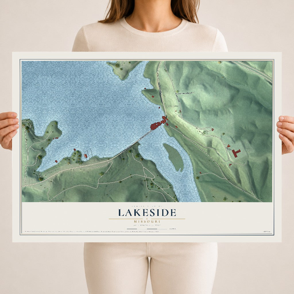 Map of Lakeside, Missouri, 18 x 24 inch unframed archival matte print