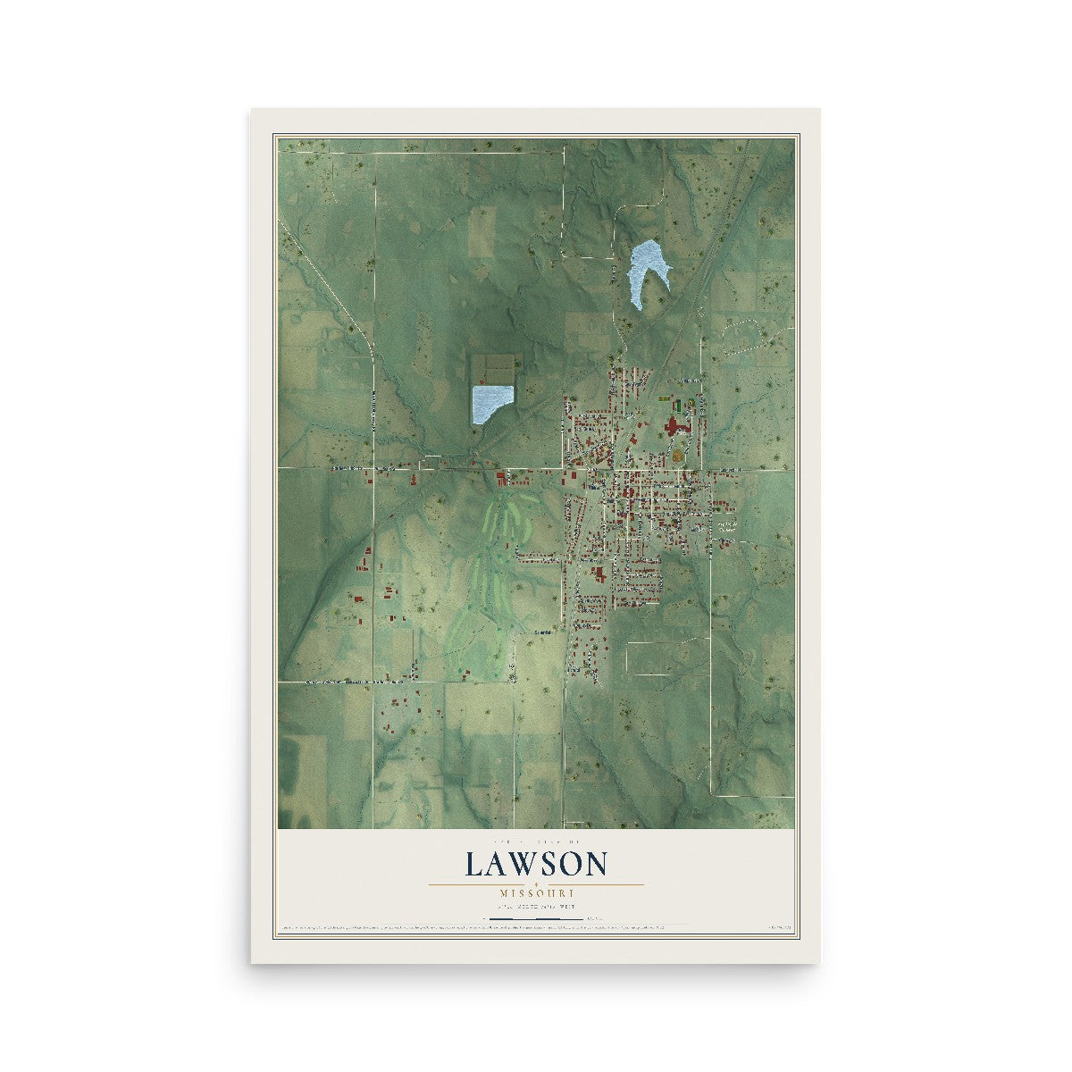 Map of Lawson, Missouri, 12 x 18 inch unframed archival matte print