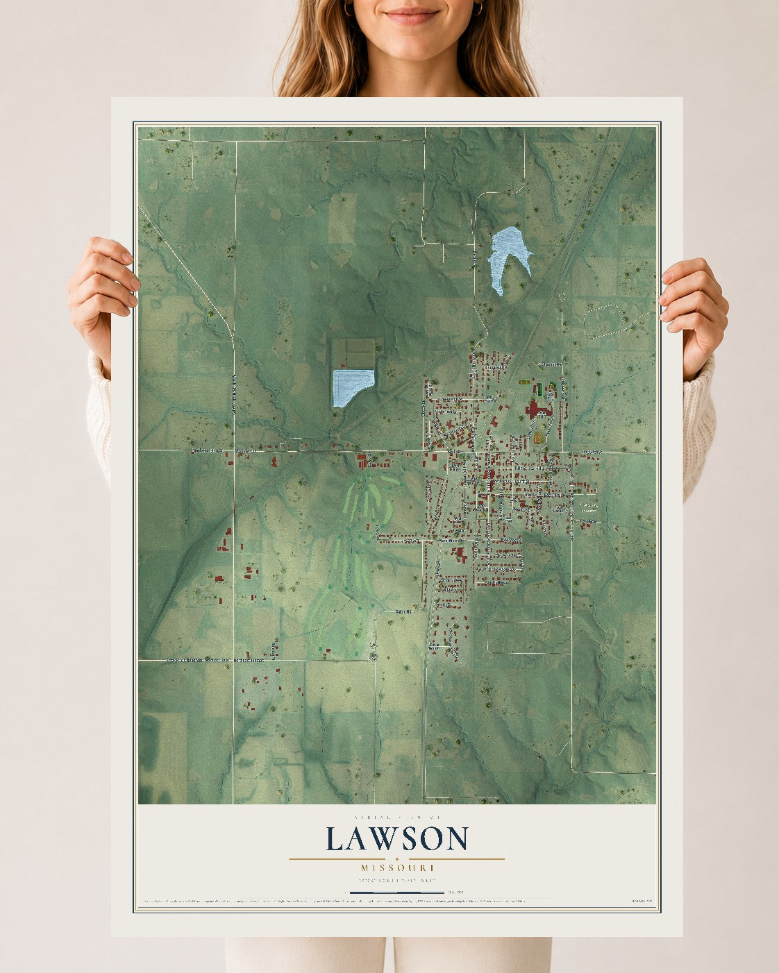 Map of Lawson, Missouri, 24 x 36 inch unframed archival matte print