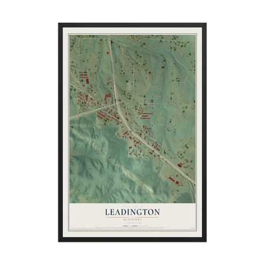 Map of Leadington, Missouri, 12 x 18 inch print in a black wood frame