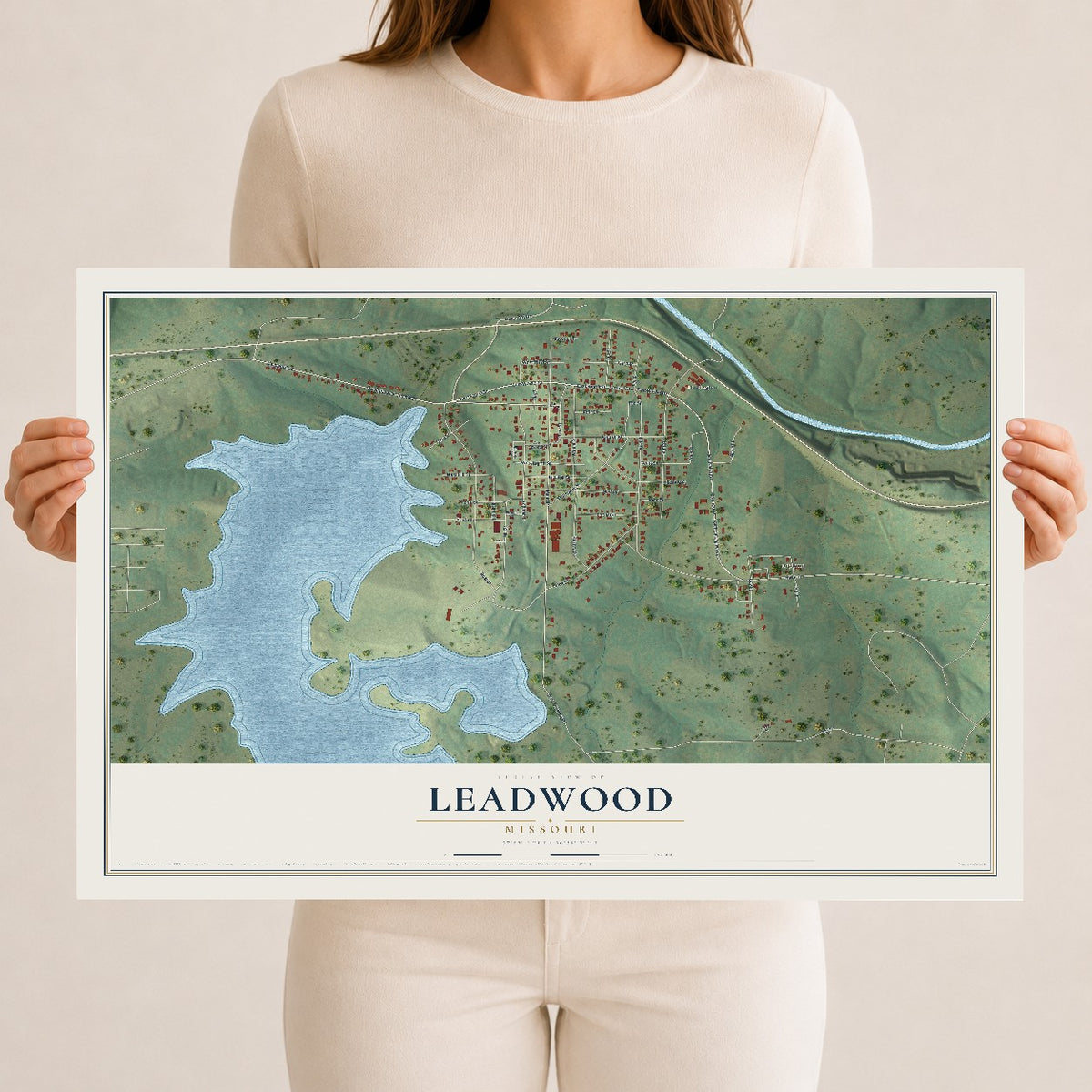 Map of Leadwood, Missouri, 12 x 18 inch unframed archival matte print