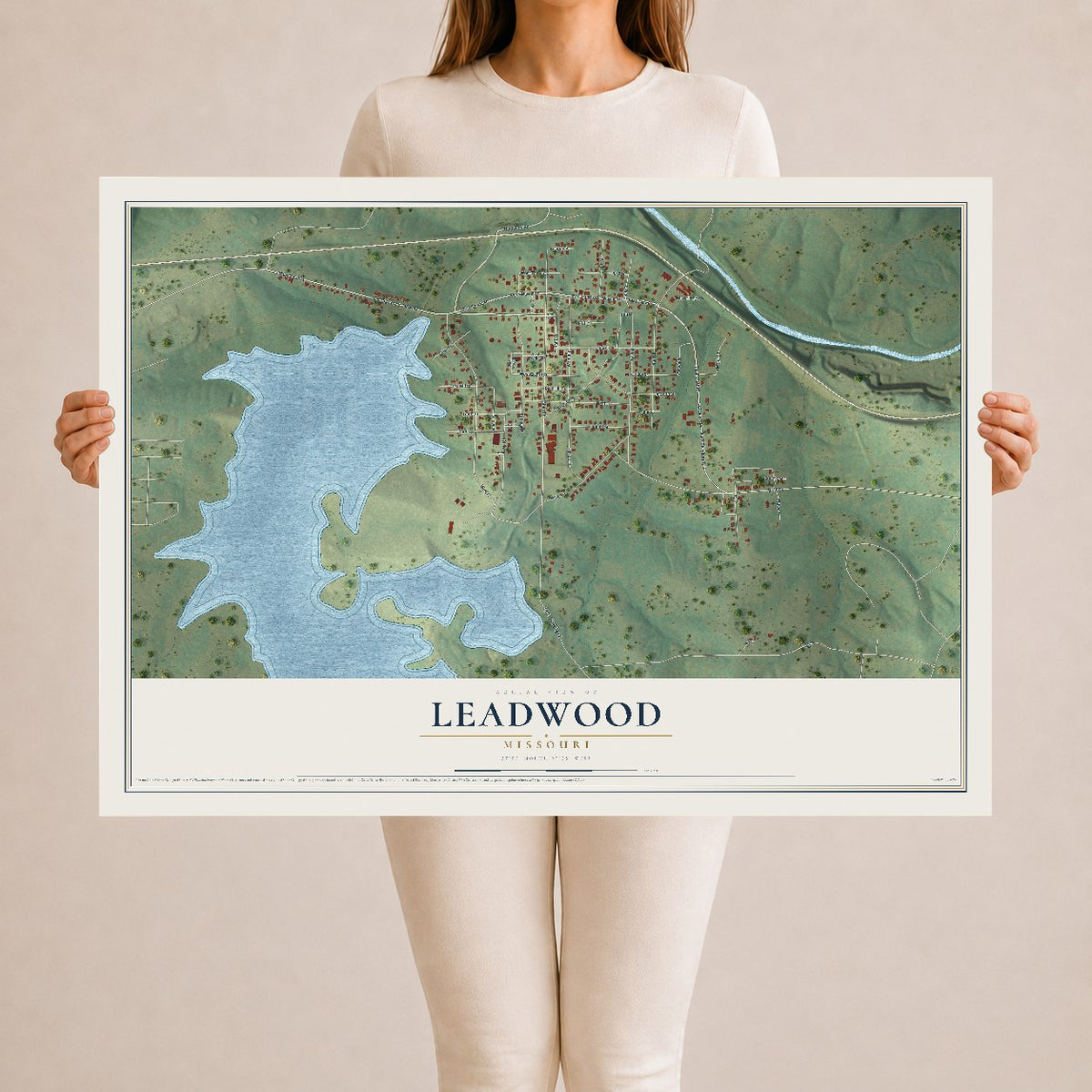 Map of Leadwood, Missouri, 24 x 36 inch unframed archival matte print