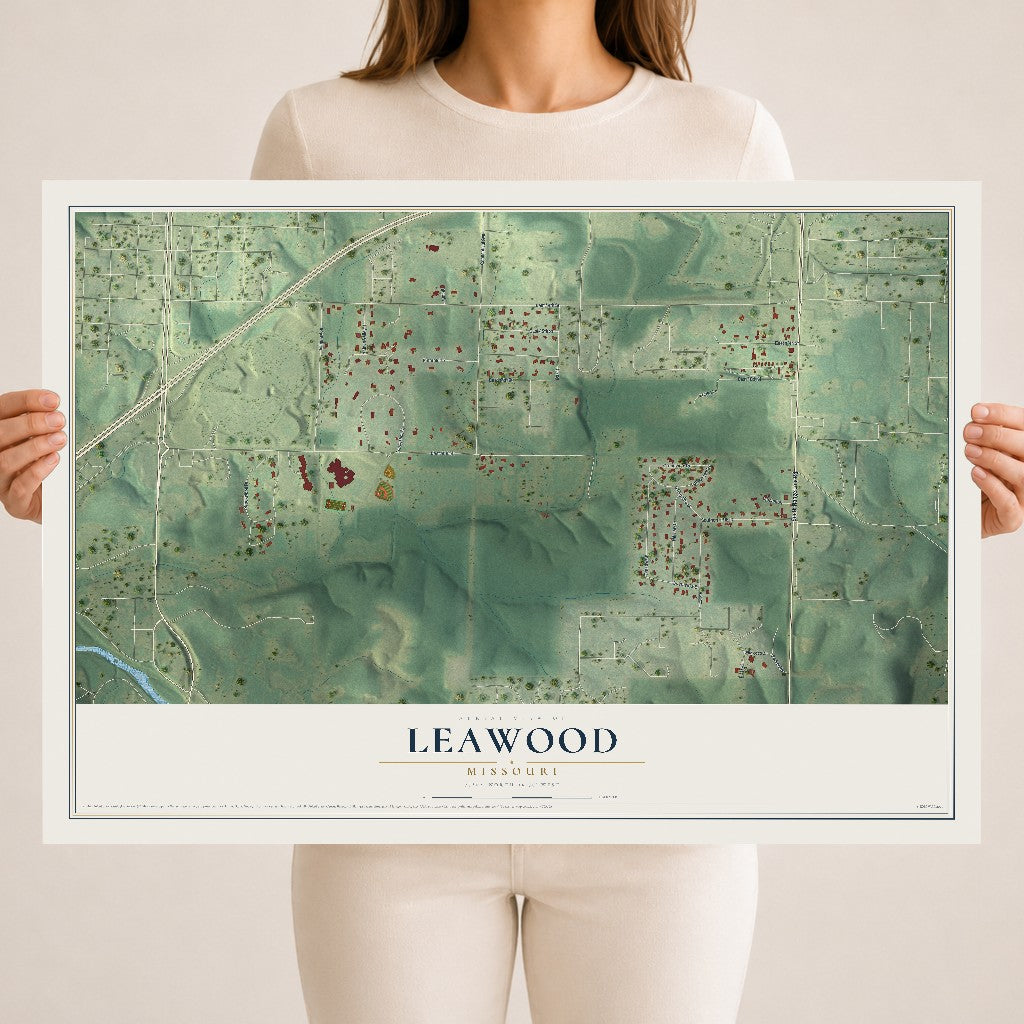 Map of Leawood, Missouri, 18 x 24 inch unframed archival matte print