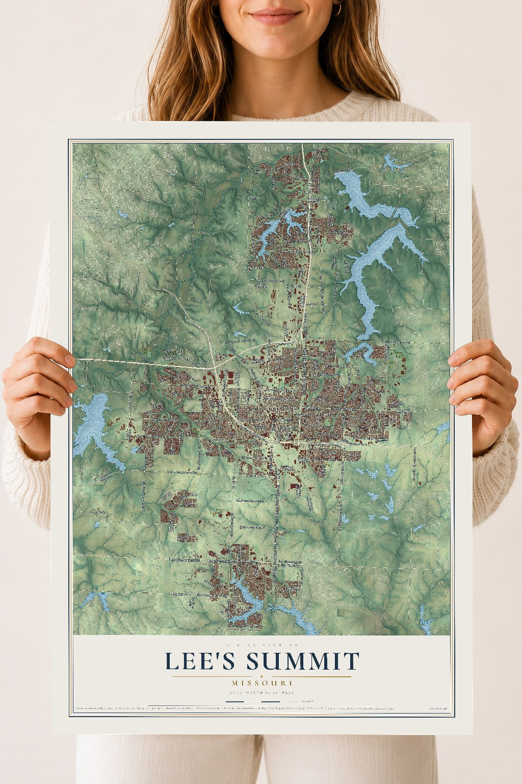 Map of Lee's Summit, Missouri, 18 x 24 inch unframed archival matte print