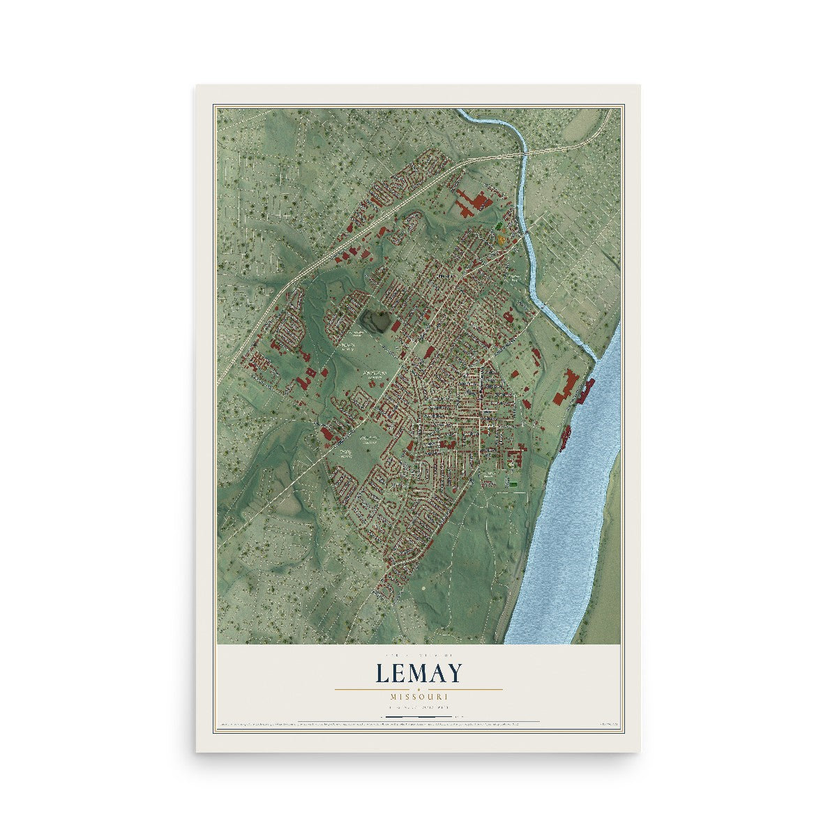 Map of Lemay, Missouri, 12 x 18 inch unframed archival matte print